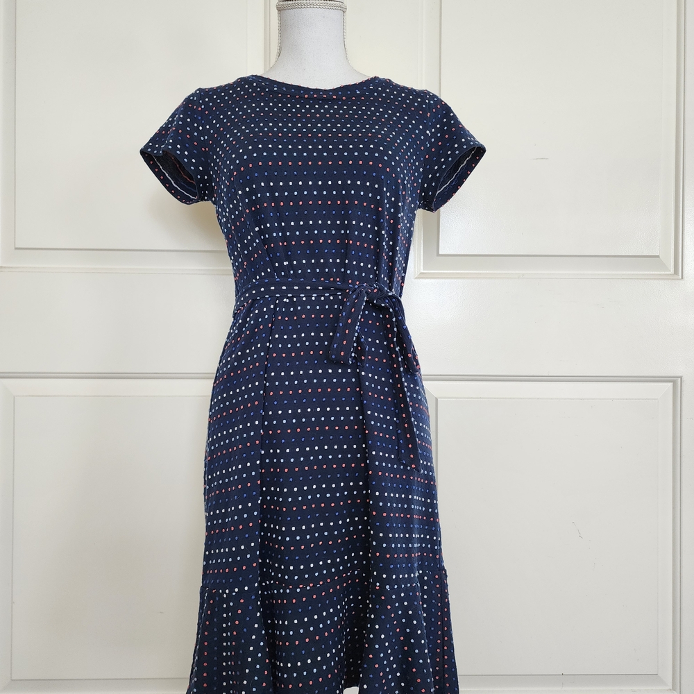 Loft Womens Navy Polka Dot Dress